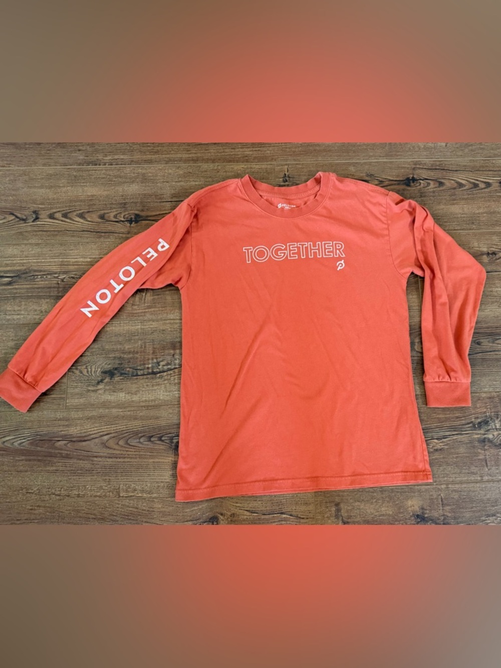 Peloton Together We Go Far Long Sleeve Tee Orange Size Small Graphic Workout Top